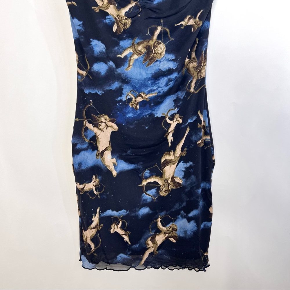 SOLD/Y2k Angel Print Navy Mesh Cami Bodycon Dress - Picture 10 of 14